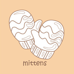 Alphabet M For Mittens Vocabulary School Digital Stamp Outline