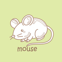 Alphabet M For Mouse Vocabulary School Digital Stamp Outline