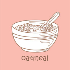 Alphabet O For Oatmeal Vocabulary School Digital Stamp Outline Cartoon