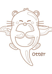 Alphabet O For Otter Vocabulary School Coloring Pages for Kids and Adult