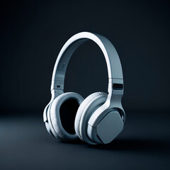 Fototapeta na wymiar Realistic wireless white headphone with blank background. 