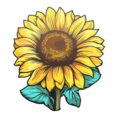 Fototapeta premium Sunflower modern pop art style, Sunflower illustration, simple creative design.
