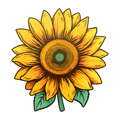 Sunflower modern pop art style, Sunflower illustration, simple creative design.