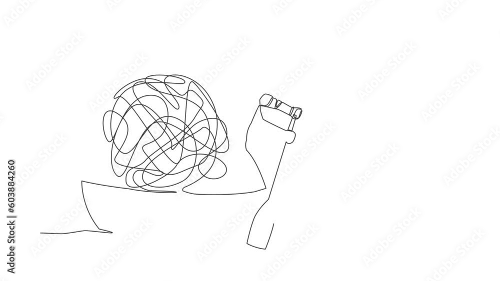 Aufkleber animate self drawing of continuous line draw robot sailing away on boat with messy line. chaotic, an