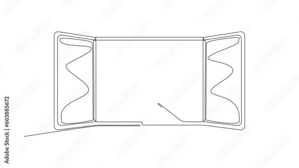 Poster self drawing animation of single line draw astronaut with his pet cat sitting in windowsill in moon.