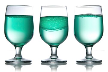 three glasses of absinthe with a traditional absinthe spoon and sugar cube Generative AI
