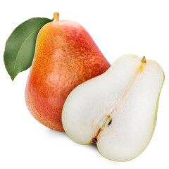 Red Pear on white background , Pear fruit on White with PNG File