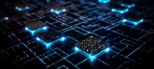 Obraz premium Data blockchain connect network system structure technology background. Generative AI technology. 