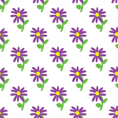 Pattern of beautiful light purple flowers, on a white background