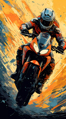 hand drawn motorcycle riding sports illustration
