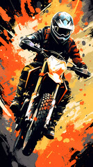 hand drawn motorcycle riding sports illustration
