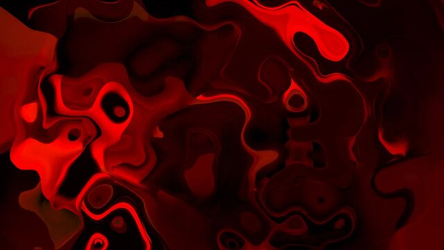 Animated texture liquid background . Abstract red color pattern twist wavy shiny liquid animation