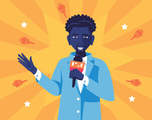 Journalist illustration yellow star background banner