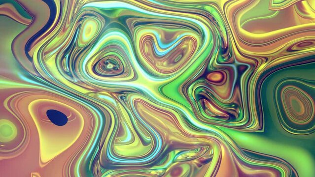 Animated texture liquid background . Abstract multicolor pattern twist wavy shiny liquid animation