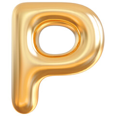 Alphabet Letter P Golden Modern 3d font