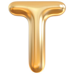 Alphabet Letter T Golden Modern 3d font