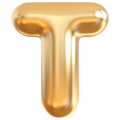 Alphabet Letter T Gold 3d font