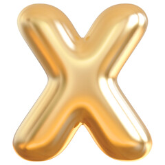 Alphabet Letter X Gold 3d font