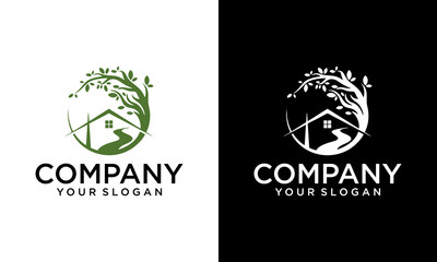  Tree House Logo Design Template. Tree Home logotype Design vector, Nature eco House Logo