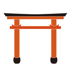 A cute and minimalist illustration of a traditional Japanese Torii gate icon.