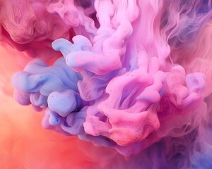 Fototapeta premium Abstract colorful pastel color cloud background. Colorful Ink Diffusion in Water. Generative AI