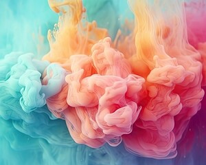 Fototapeta premium Abstract colorful pastel color cloud background. Colorful Ink Diffusion in Water. Generative AI