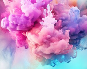 Obraz premium Abstract colorful pastel color cloud background. Colorful Ink Diffusion in Water. Generative AI