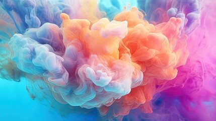 Fototapeta premium Abstract colorful pastel color cloud background. Colorful Ink Diffusion in Water. Generative AI