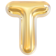 Alphabet Letter T Gold Modern 3d font