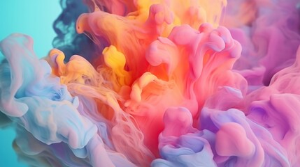 Abstract colorful pastel color cloud background.  Colorful Ink Diffusion in Water. Generative AI