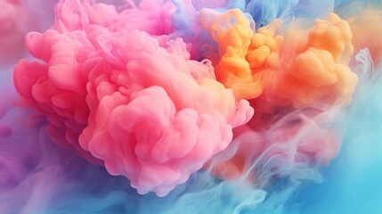 Fototapeta premium Abstract colorful pastel color cloud background. Colorful Ink Diffusion in Water. Generative AI