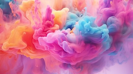 Fototapeta premium Abstract colorful pastel color cloud background. Colorful Ink Diffusion in Water. Generative AI
