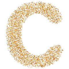 Alphabet Letter C Gold 3d font