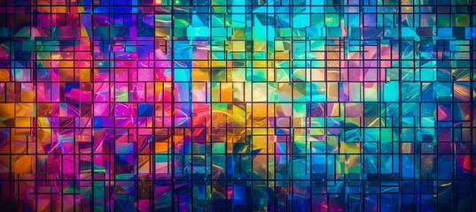 Abstract colorful glass tile mosaic background. Generative AI technology.