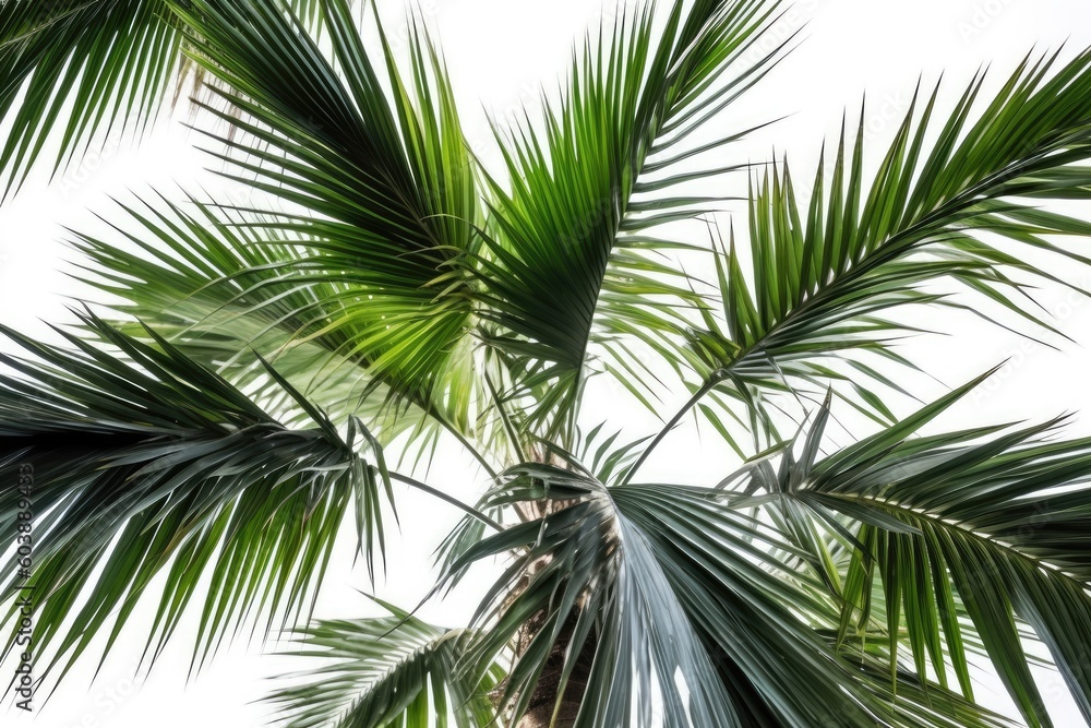 Aufkleber palm tree top with a view of the sky generative ai