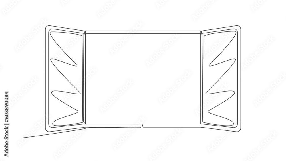 Poster animated self drawing of continuous line draw of young astronaut looking out of window meet new day 