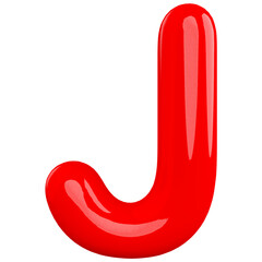 Alphabet Letter J Red Modern 3d font