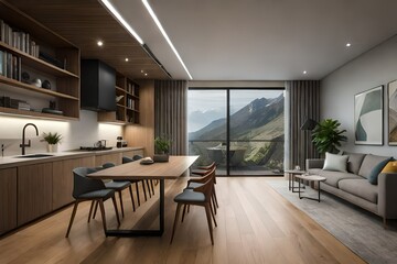 Fototapeta na wymiar Beautiful interior designs of bedroom, office, room and hotel generative Ai technology