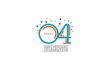 4th, 4 years, 4 year anniversary 2 colors blue and orange on white background abstract style logotype, vector design for celebration vector