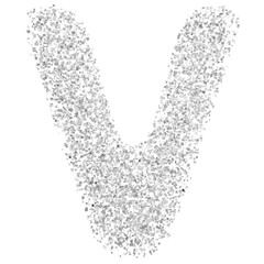 Fototapeta na wymiar Alphabet Letter V Silver Modern 3d font