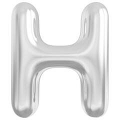 Alphabet Letter H Silver Modern 3d font