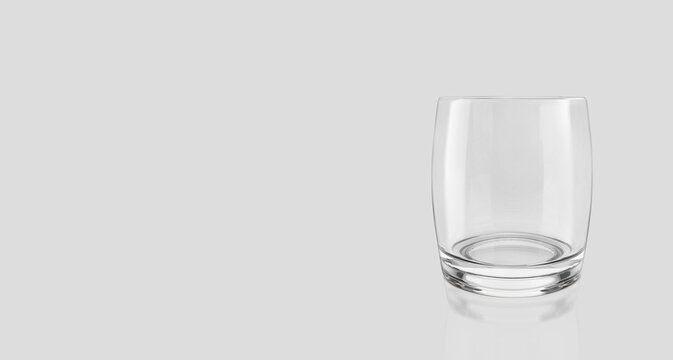 Empty glass isolated on grey background. 3d render