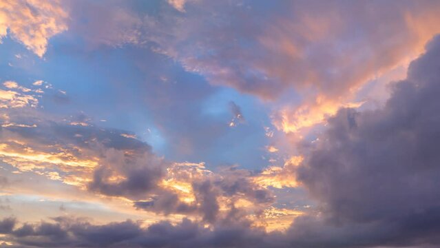 .aerial hyperlapse view Majestic sunset or sunrise cloudscape Amazing light of nature.. moving clouds and beautiful beyond imagination above the mountain. .Sky texture, abstract nature background.