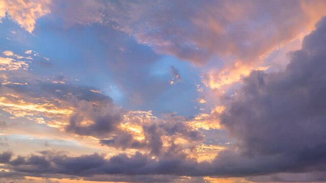 .aerial hyperlapse view Majestic sunset or sunrise cloudscape Amazing light of nature.. moving clouds and beautiful beyond imagination above the mountain. .Sky texture, abstract nature background.