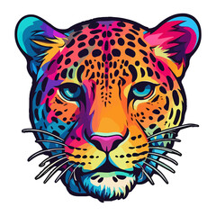 Colorful Leopard modern pop art style, Leopard illustration, simple creative design.