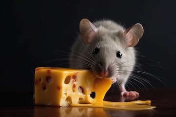 Fototapeta premium Mouse steals cheese. Ai