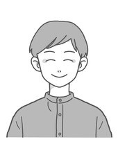 スタンドカラーのにっこり男性（グレー）