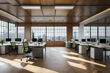 Fototapeta na wymiar beautiful interior designs of office, bedroom and hotel generative ai technology