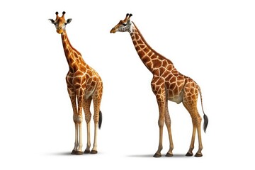 Giraffes isolated on white background. Generative AI technology.