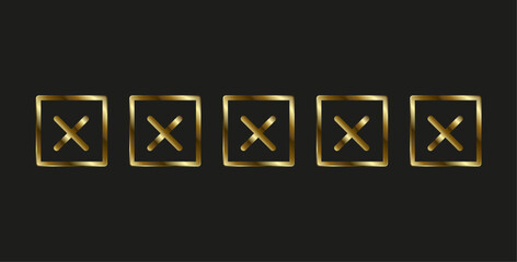 Set of five unselection symbols, marks concepts vector designs, with luxury frame vector Sign